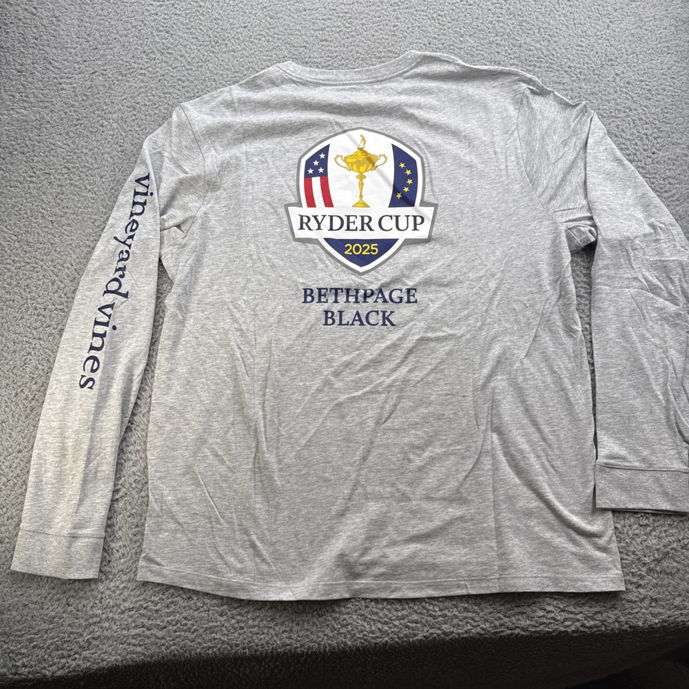 2025 Ryder Cup T Shirt Mens XL Bethpage Black Vineyard Vines L/S Golf USA Gray